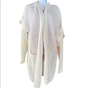 NEW Almost Famous Cream Oversized Hooded Sweater Cardigan Women’s Size 2X (NWT)